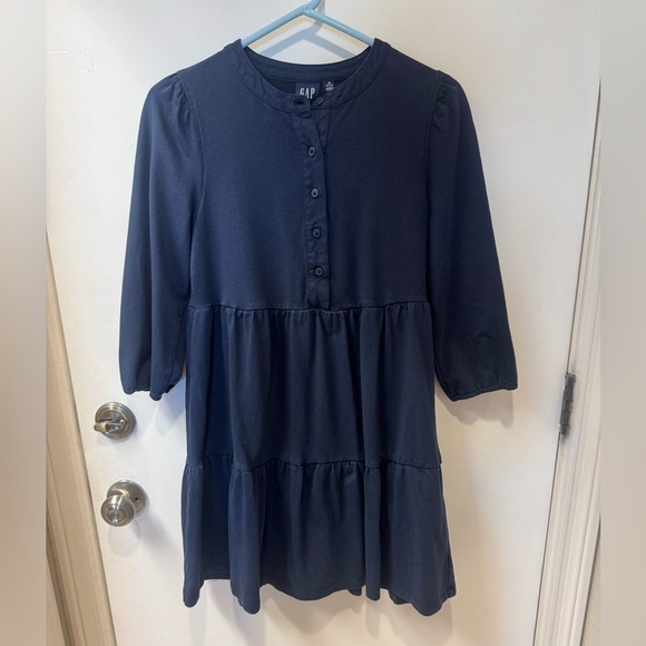 GAP Navy Blue Tiered Dress cotton tunic 3/4 length sleeves size medium - Picture 1 of 3